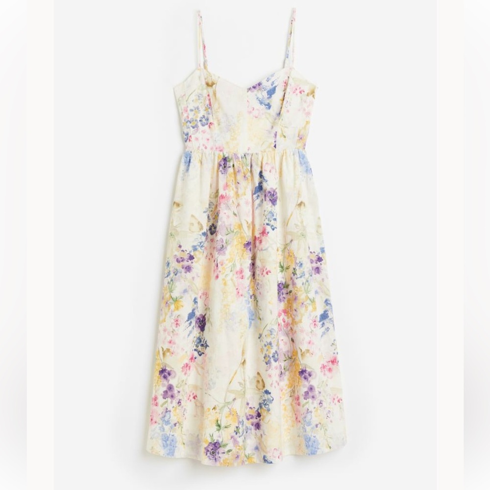 NWT H&M Linen Blend Floral Midi Dress